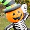 Glitzhome® 6ft. Lighted Halloween Jack-O'-Lantern Skeleton Rotating Inflatable Décor